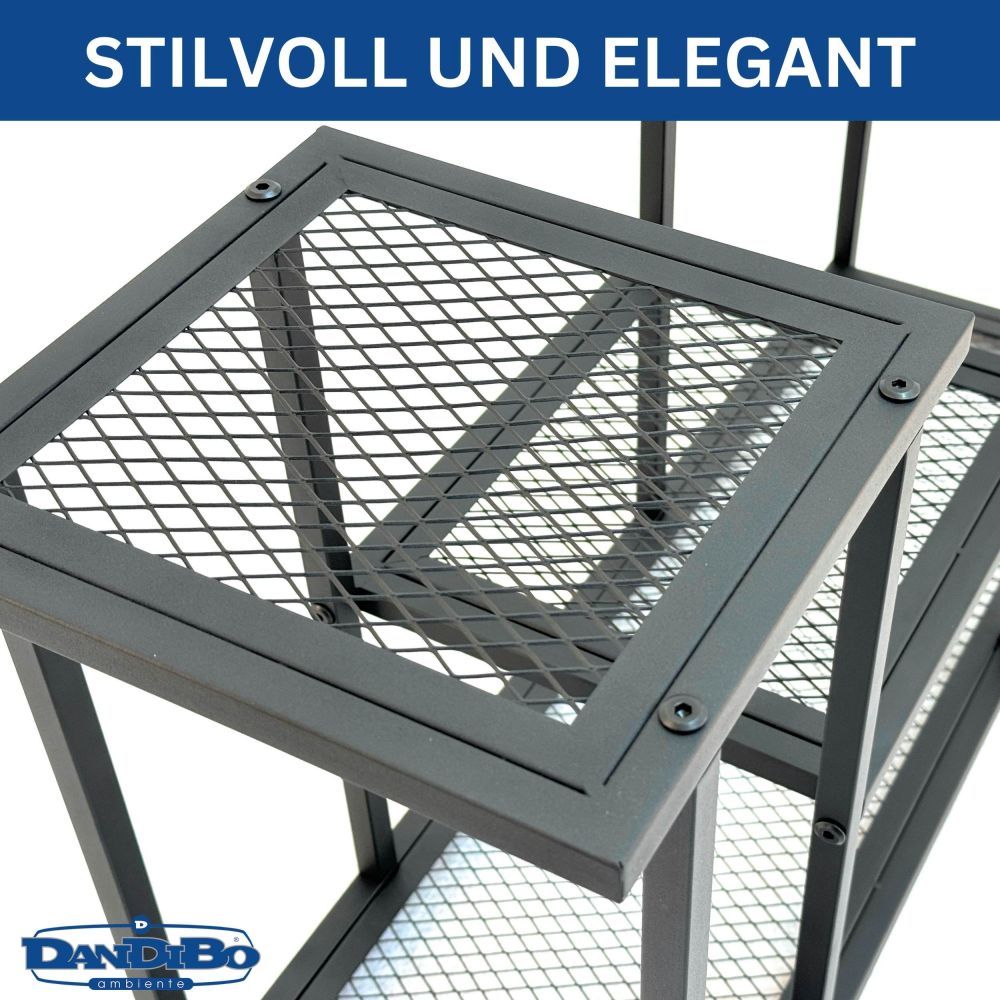 DanDiBo Blumenregal indoor Metall Schwarz 4 Ebenen 96579 Blumentreppe Modern Pflanzentreppe Design Pflanzenregal