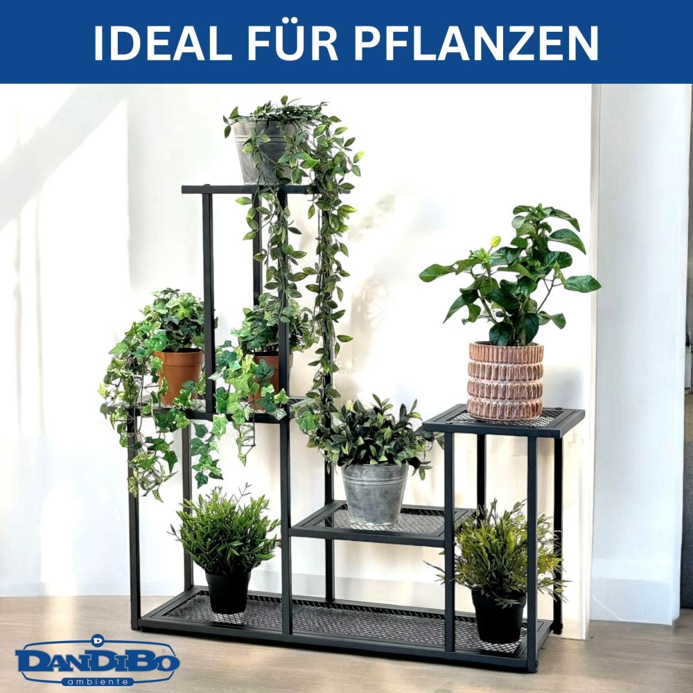 DanDiBo Blumenregal indoor Metall Schwarz 4 Ebenen 96579 Blumentreppe Modern Pflanzentreppe Design Pflanzenregal