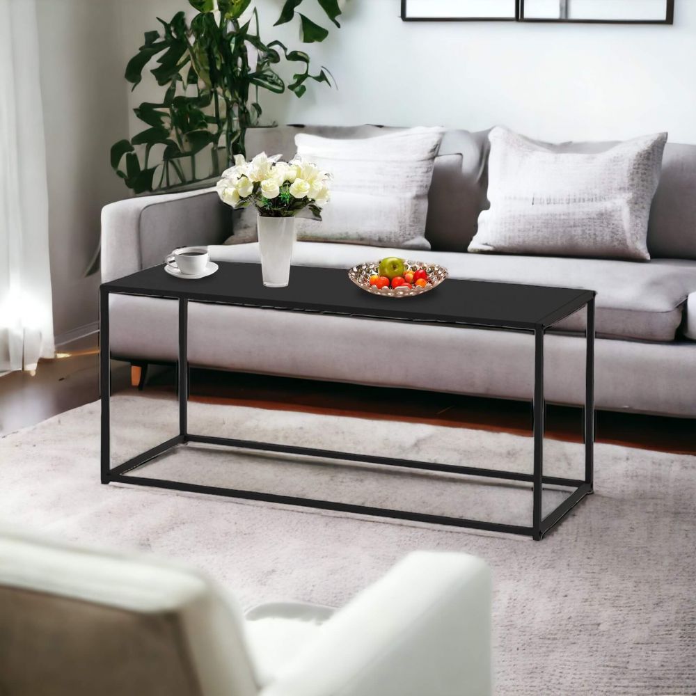 DanDiBo Couchtisch Schwarz Metall Eckig 110x50x40 cm Beistelltisch Wohnzimmer 96470 Tisch Sofatisch Wohnzimmertisch Modern