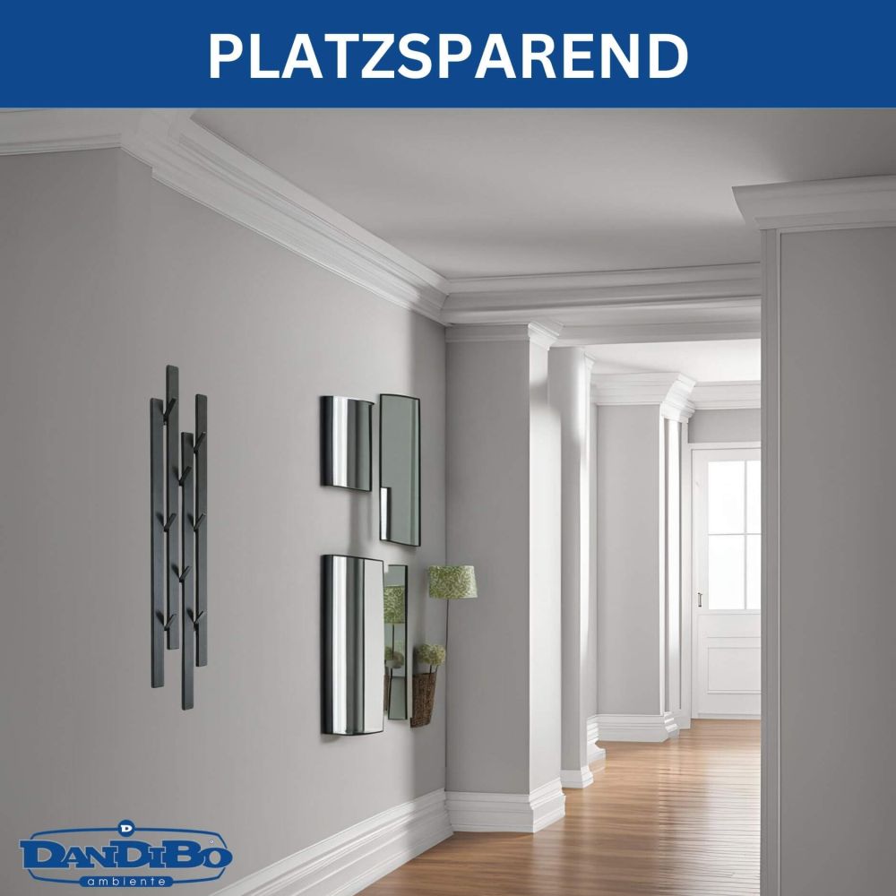 DanDiBo Garderobe Wand Schwarz Metall 96612 Wandgarderobe mit 8 Haken Schmal Flurgarderobe Modern Hakenleiste Garderobenhaken