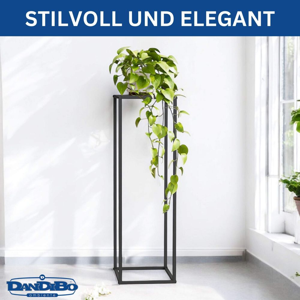 DanDiBo Pflanzenständer Metall Schwarz Eckig 100 cm 96589 Beistelltisch Hoch Blumenhocker Blumenständer Design Modern