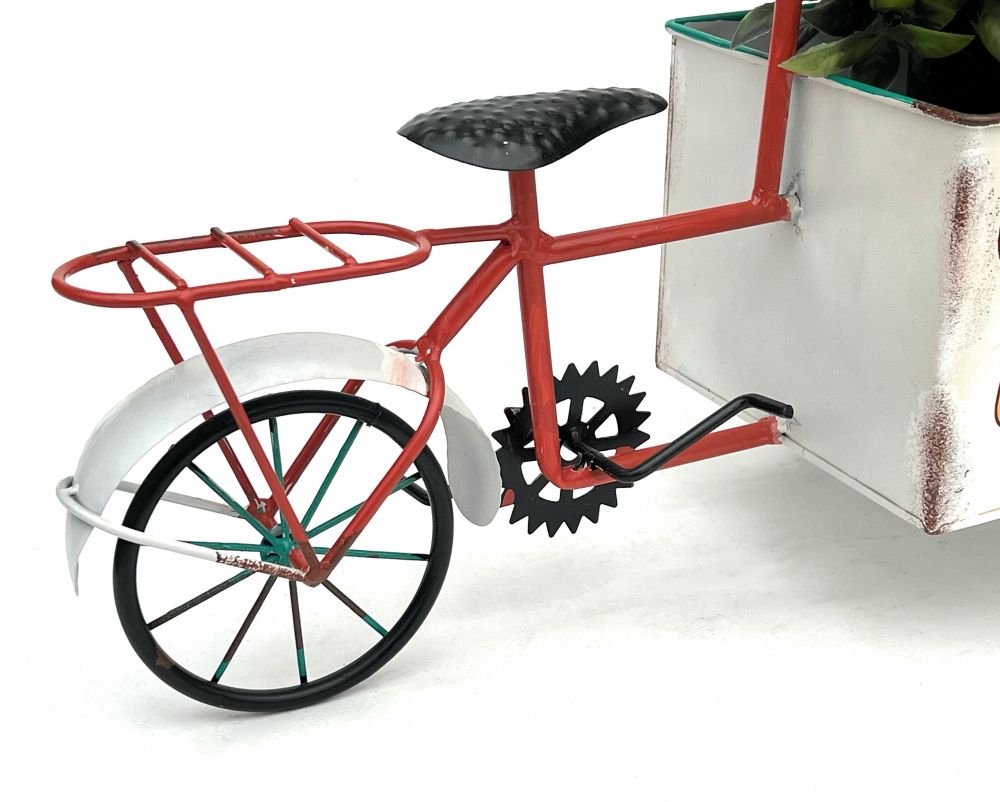 DanDiBo Blumenfahrrad für Garten Metall Stehend Fahrrad Weiß Rot 96529 Pflanzfahrrad Dekofahrrad Blumenständer