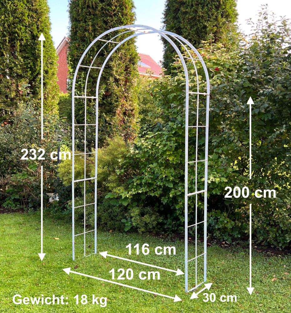 DanDiBo Rosenbogen Metall Verzinkt Massiv 120 cm Torbogen 96523 Wetterfest Rundbogen Volleisen Rankhilfe Gartenbogen Feuerverzinkt