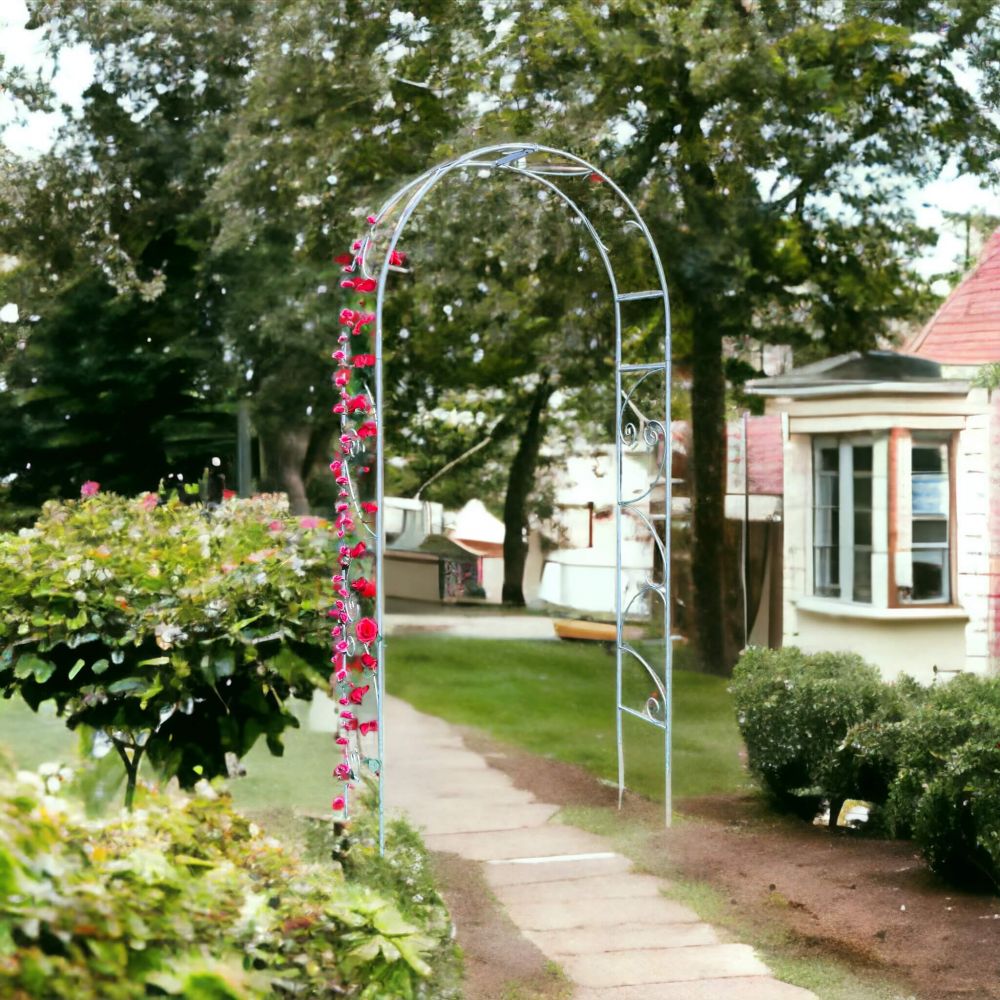 DanDiBo Rose arch Galvanised Solid 120 cm Archway 96518 Weatherproof Round arch Solid iron climbing aid Garden arch Hot-dip galvanised