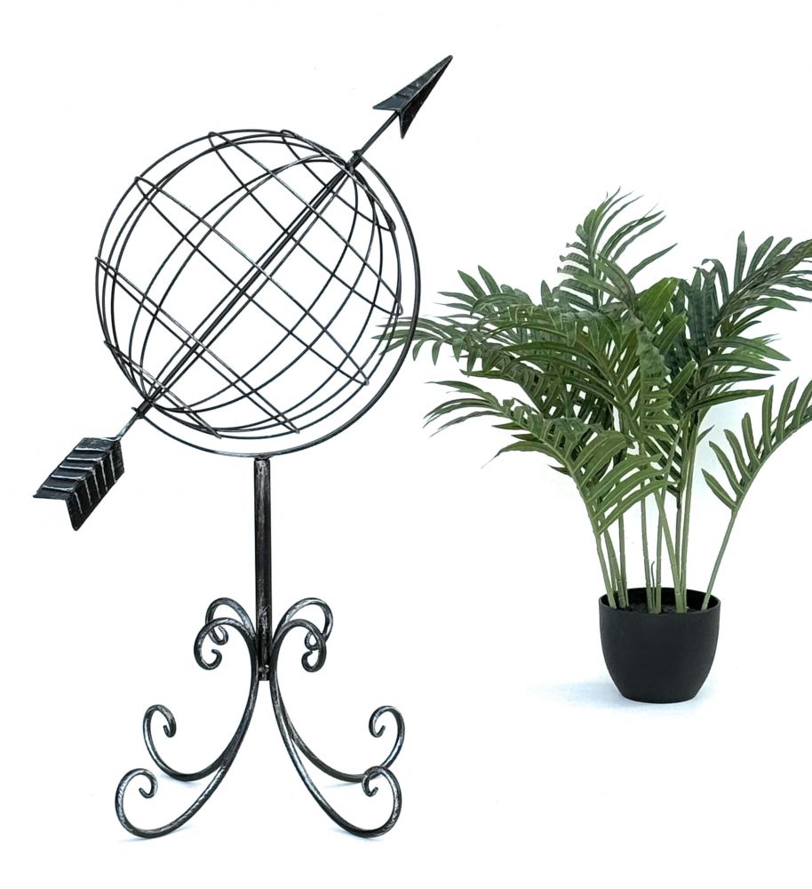 DanDiBo Sundial Garden Metal Globe 101806 Modern Standing Wrought Iron Sundial 72 cm Garden Clock Garden Decoration