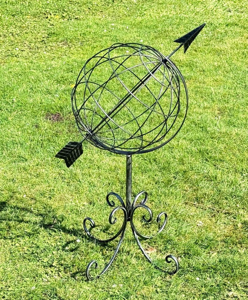 DanDiBo Sundial Garden Metal Globe 101806 Modern Standing Wrought Iron Sundial 72 cm Garden Clock Garden Decoration