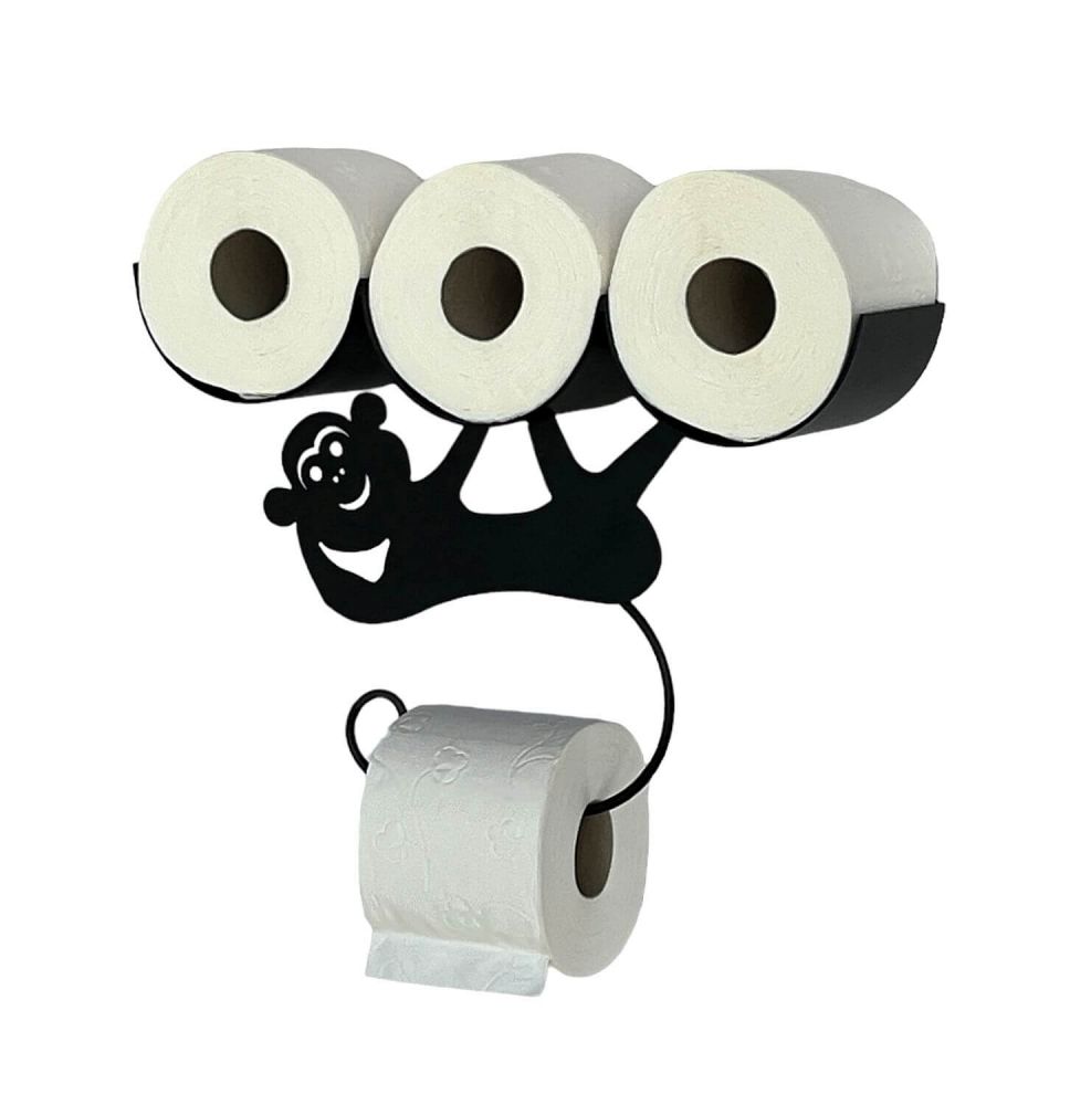 DanDiBo Toilet roll holder Black Matt Wall Metal Monkey Toilet roll holder Toilet roll holder Toilet roll holder Replacement roll holder