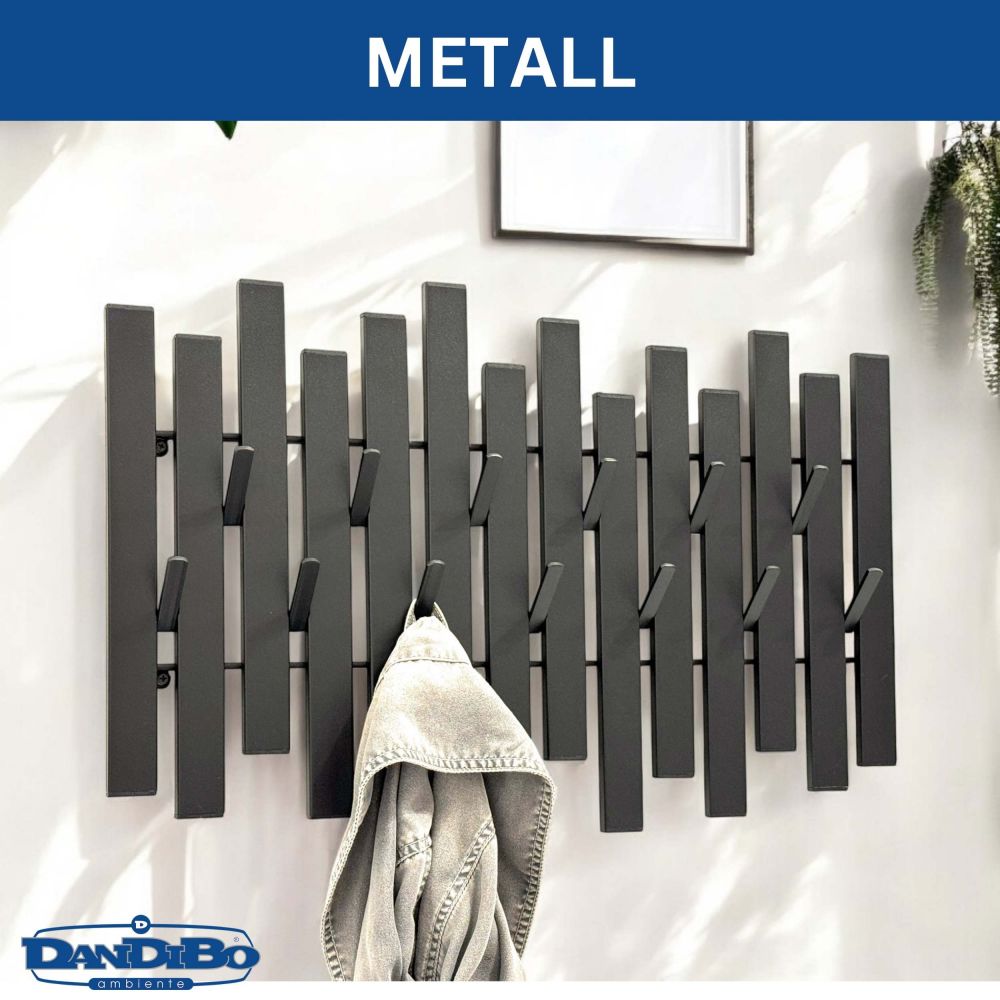 DanDiBo Wall Coat Rack Black Metal Modern 96637 Coat Rack Wall with Hooks, Coat Rail, Hook Rail, Coat Hooks