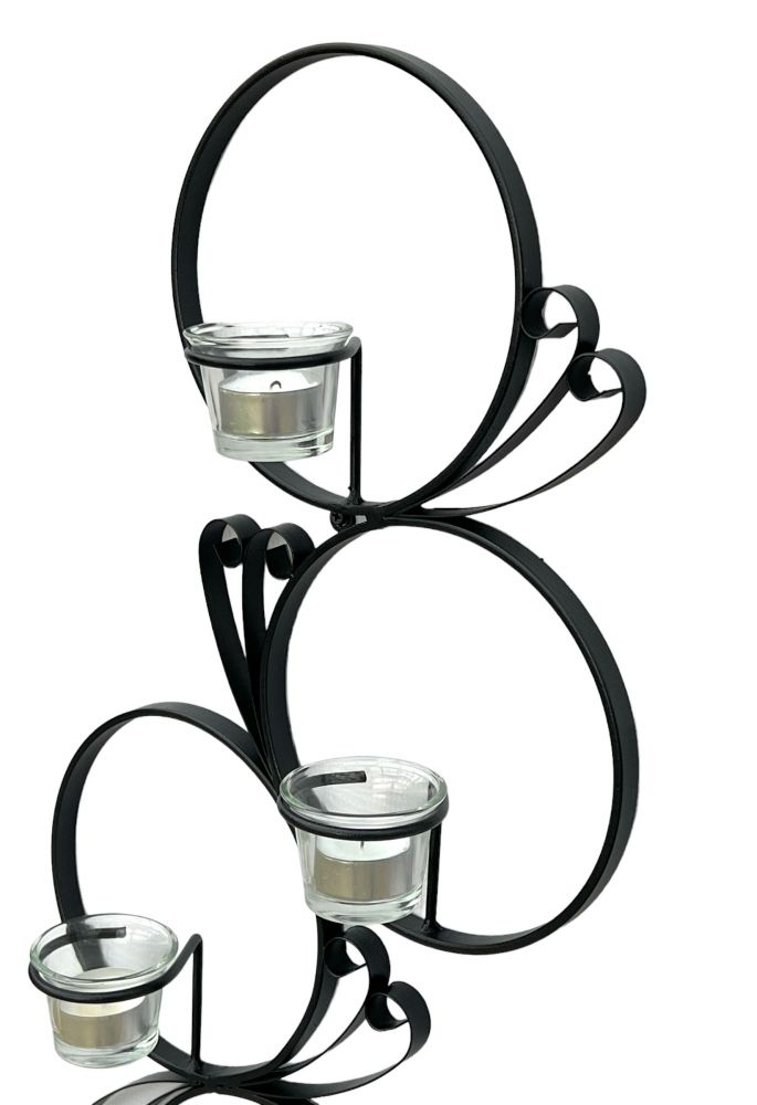 DanDiBo wall tealight holder metal black round wall candle holder 60 cm tealight holder wall tealight sconce wrought iron