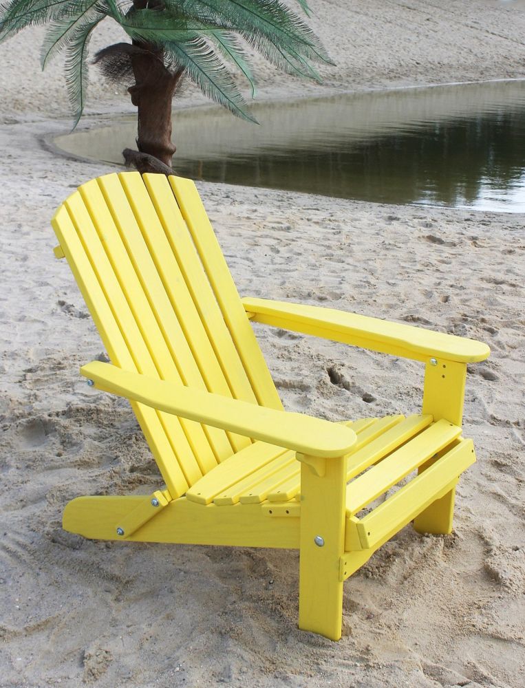 DanDiBo Strandstuhl Sonnenstuhl aus Holz Deckchair-DanDiBo Gelb Adirondack Gartenstuhl klappbar Chair
