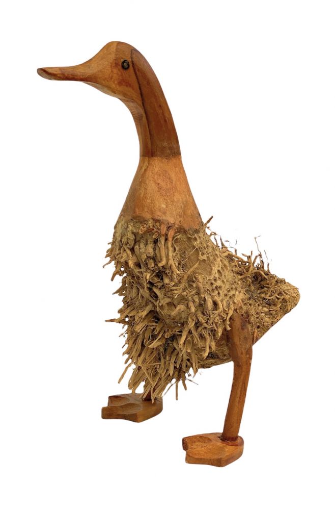 DanDiBo Deko Figur Ente Nr.58 Vogel aus Holz Skulptur Braun 30 cm Holzvogel Handgeschnitzt Stehend Tierfigur Schnitzskulptur