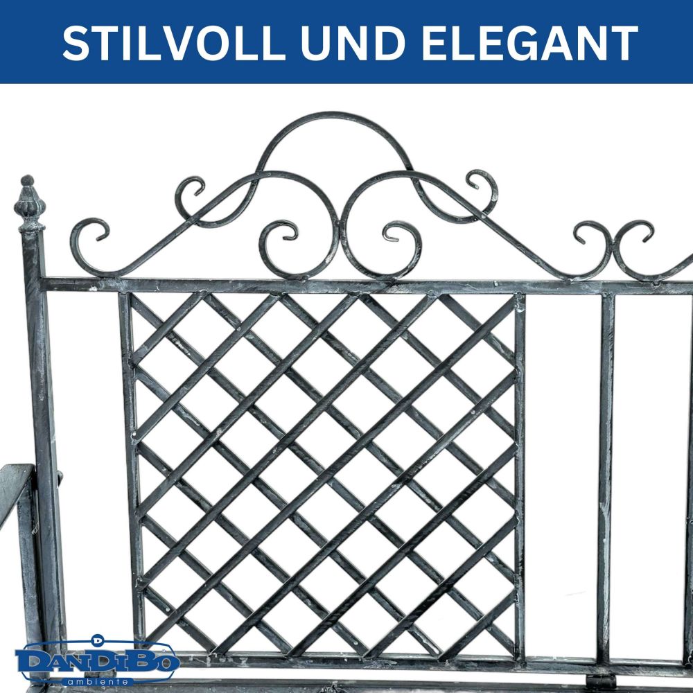 DanDiBo Gartenbank Wetterfest 2 Sitzer Metall Grau 120 cm 96592 Sitzbank Eisen Bank Garten Antik Parkbank