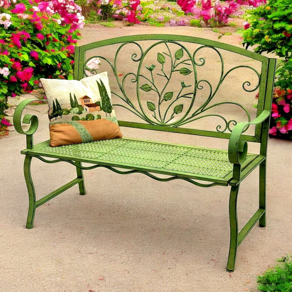 DanDiBo Garden Bench Weatherproof 2 Seater Metal Green 110 cm 96593 Bench Iron Bench Garden Antique Park Bench