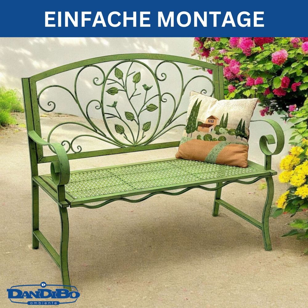 DanDiBo Garden Bench Weatherproof 2 Seater Metal Green 110 cm 96593 Bench Iron Bench Garden Antique Park Bench