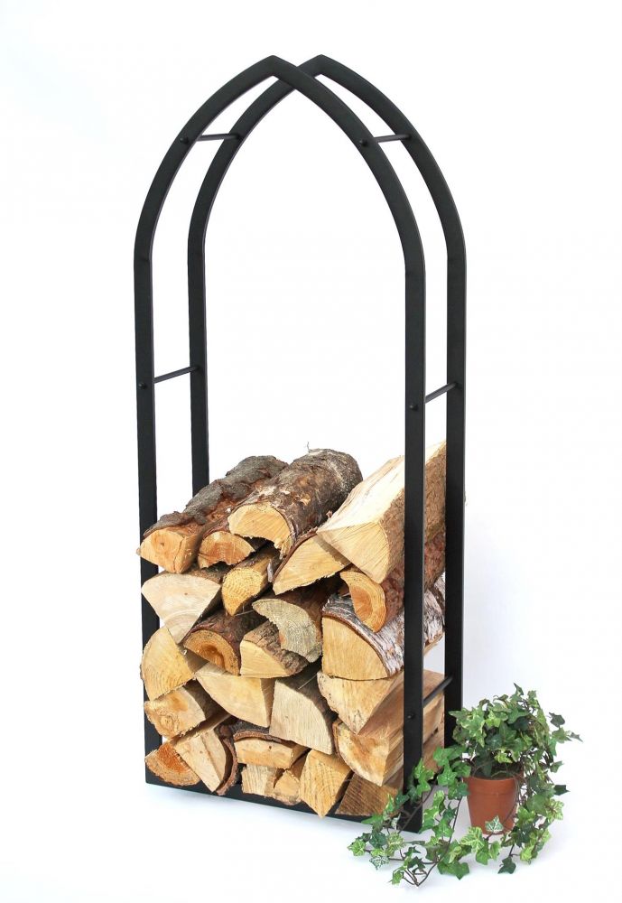 Kaminholzregal Innen Schwarz Metall Kaminholzständer MOS 123 cm Holzkorb Kaminholzhalter Feuerholzregal Holzregal