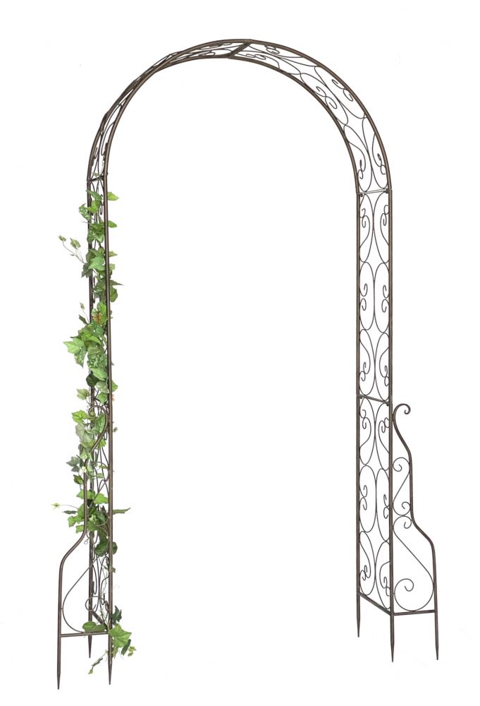 DanDiBo Rose arch metal 254x159 cm Brown 96025 Archway Garden gate Iron climbing aid Trellis Round arch without door