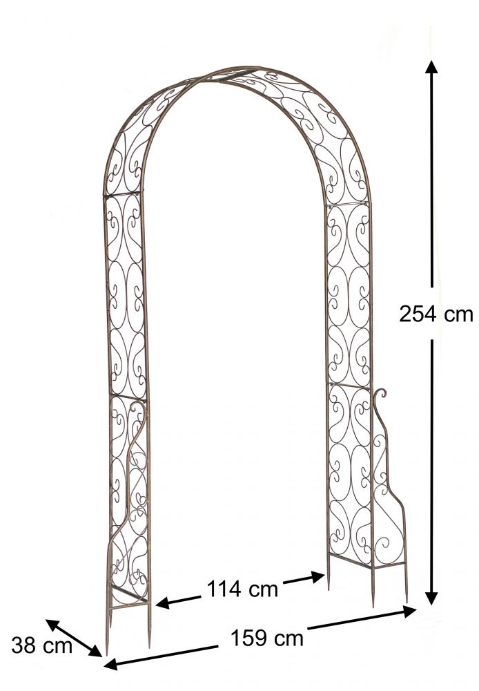 DanDiBo Rose arch metal 254x159 cm Brown 96025 Archway Garden gate Iron climbing aid Trellis Round arch without door