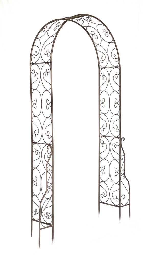 DanDiBo Rose arch metal 254x159 cm Brown 96025 Archway Garden gate Iron climbing aid Trellis Round arch without door