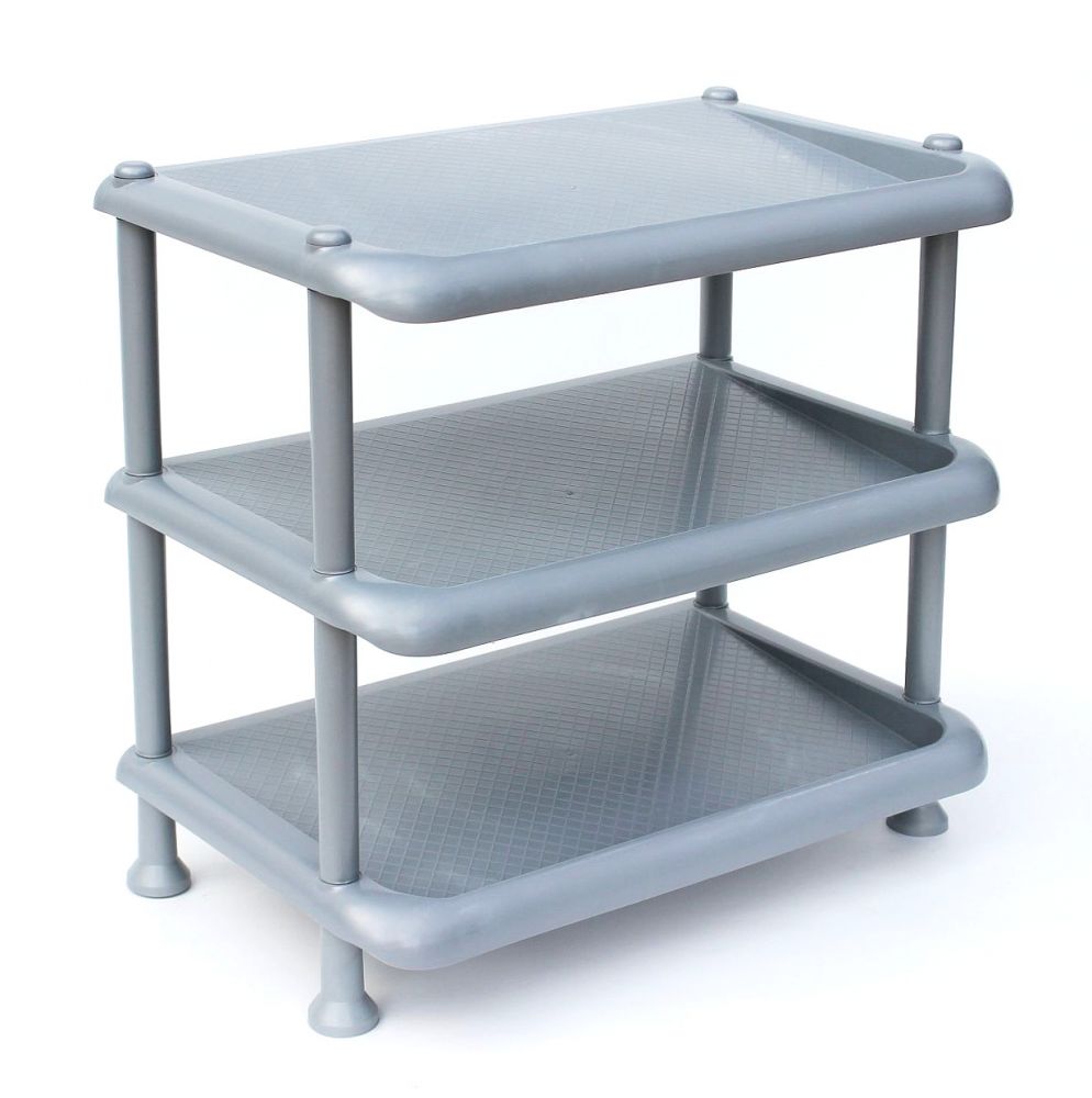 DanDiBo shoe rack plastic 93900 Stackable shoe rack Open shoe rack with 3 levels Grey shoe cabinet