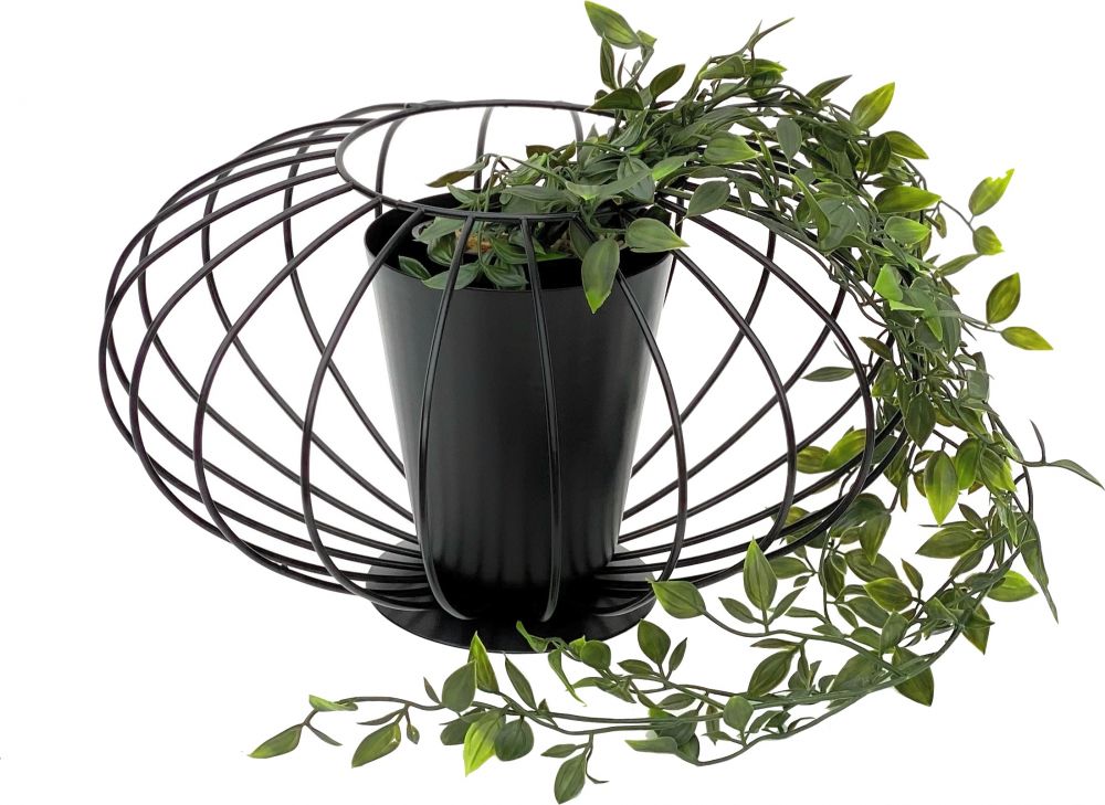 DanDiBo Tischdeko Wohnzimmer Pflanzgefäß Metall Schwarz Matt Rund Ø 36 cm Blumenständer KW442 Blumenschale Modern Pflanzenständer Pflanzenvase Vintage