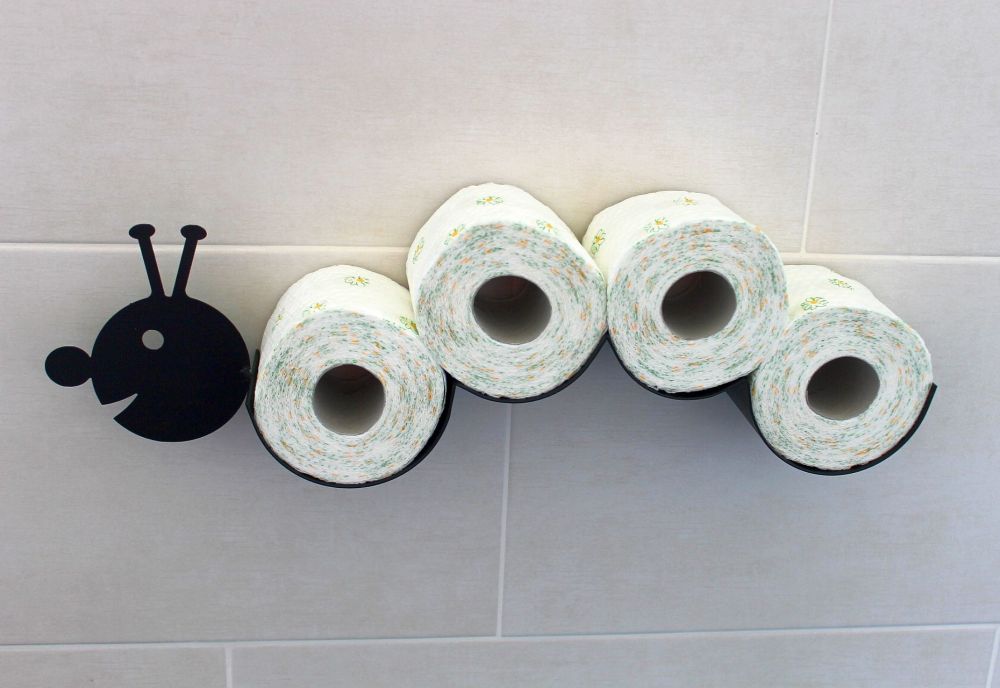 DanDiBo Toilettenpapierhalter Raupe - Wandmontage Metall DanDiBo-Ambiente Ersatzrollenhalter WC Schwarz Rollenhalter Papierhalter