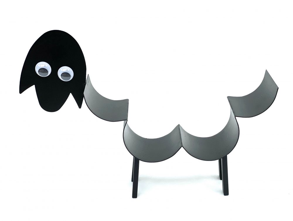 DanDiBo Toilet roll holder Black Metal Sheep with wobbly eyes Toilet roll holder Free-standing Toilet roll holder Toilet roll holder