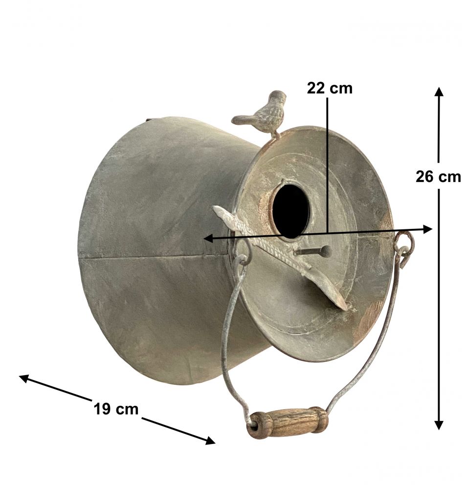 DanDiBo Vogelhaus zum Aufhängen Metall Deko Pott Eimer wetterfest 481997 Nistkasten Futterstation für Vögel Shabby Metalleimer Bottich Balkon
