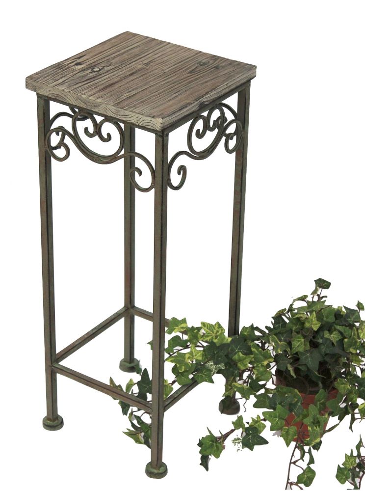 DanDiBo Flower Stool Metal Square 56 cm Flower Stand 11134 Side Table Plant Stand Wooden Shelf Flower Column