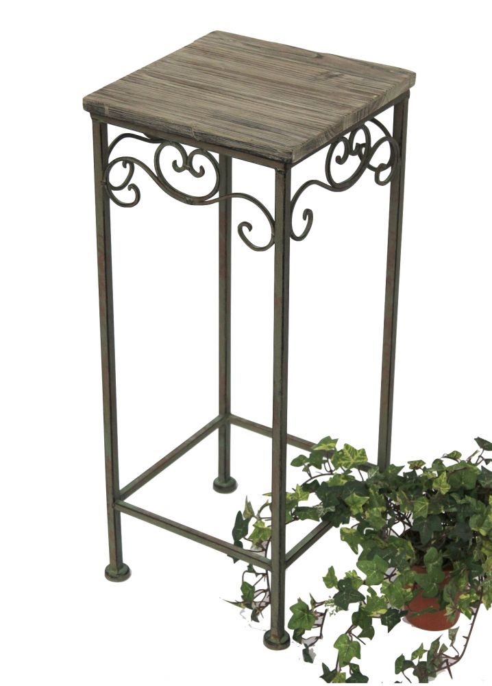 DanDiBo Flower Stool Metal Square 64 cm Flower Stand 11134 Side Table Plant Stand Wooden Shelf Flower Column