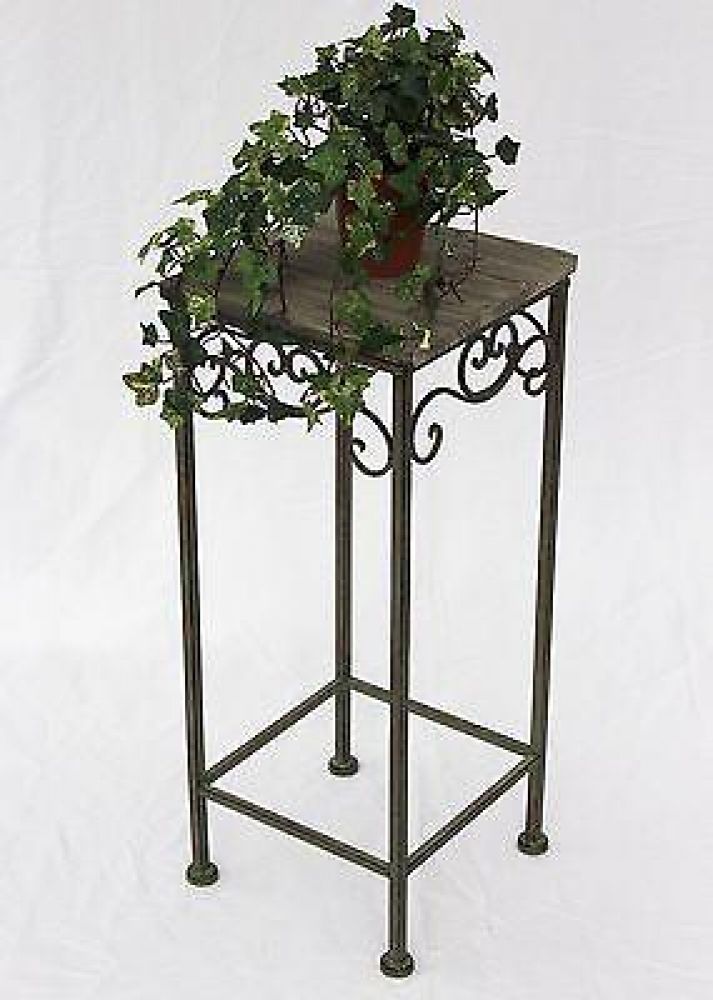 DanDiBo Flower Stool Metal Square 64 cm Flower Stand 11134 Side Table Plant Stand Wooden Shelf Flower Column