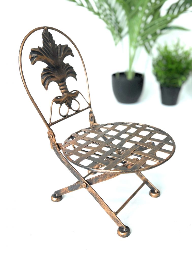 Flower stool chair foldable metal flower stand plant stand 32 cm doll's chair