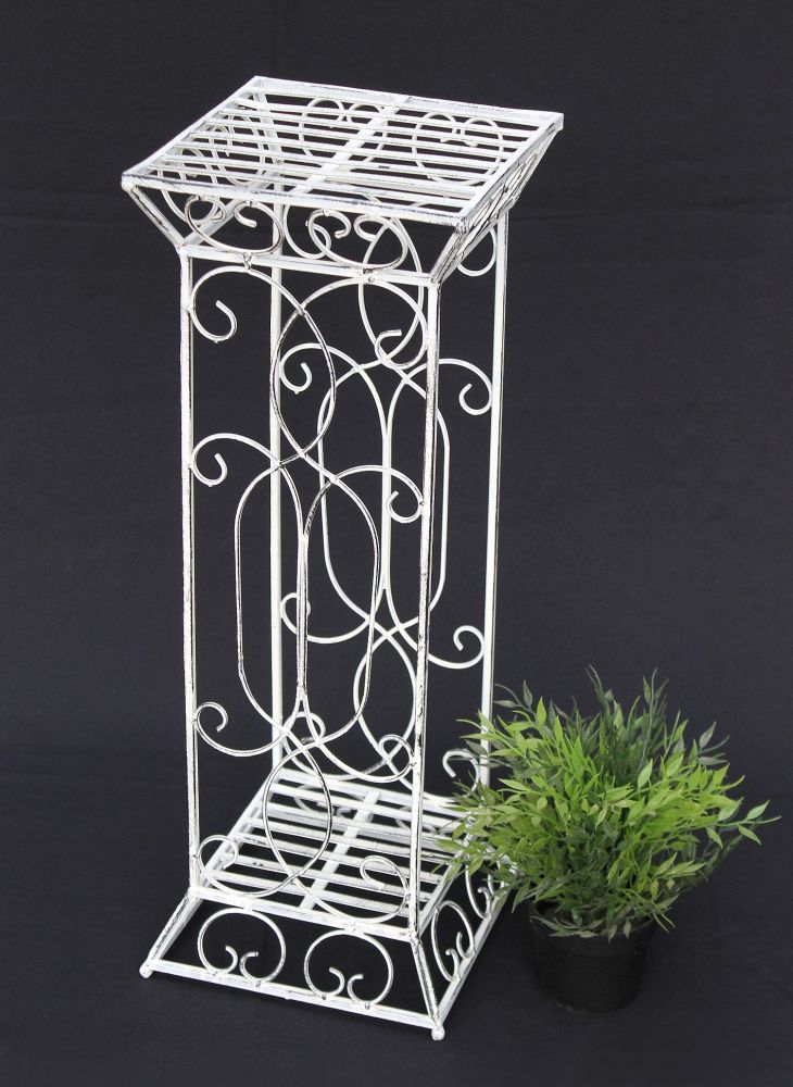 DanDiBo Flower Stool Metal White Square 63 cm Flower Stand 20304 Flower Column Side Table Plant Stand