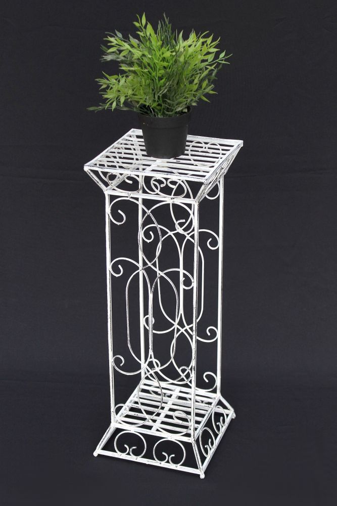 DanDiBo Flower Stool Metal White Square 63 cm Flower Stand 20304 Flower Column Side Table Plant Stand