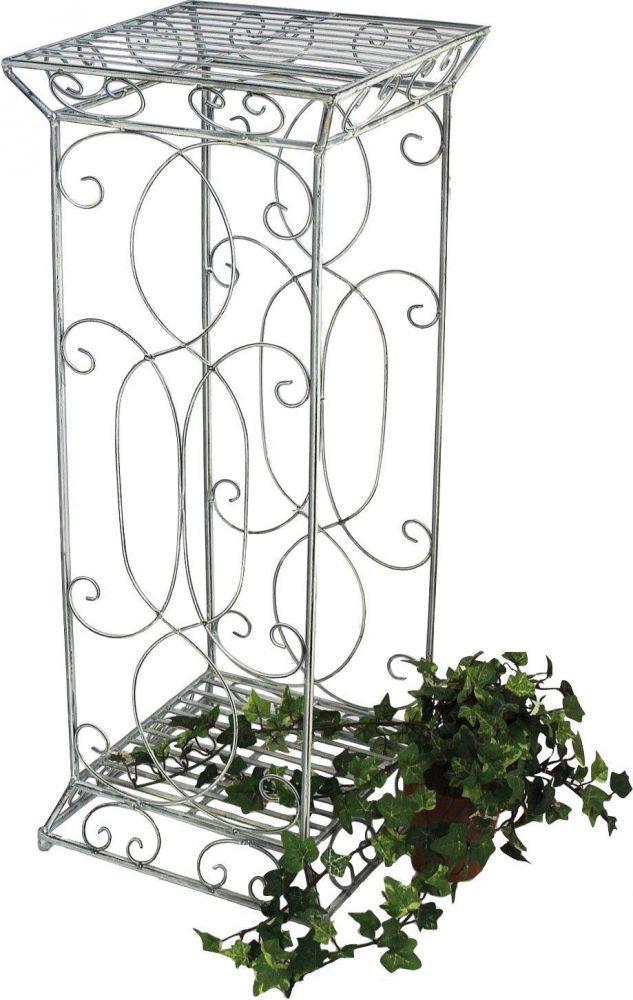 DanDiBo Flower Stool Metal White Square 77 cm Flower Stand 20304 Flower Column Side Table Plant Stand