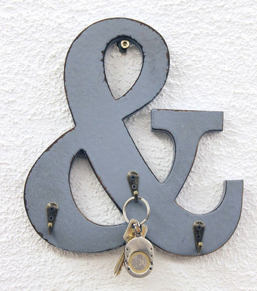 Letter  &   with 3 key hooks   24cm YX-14B394 Vintage Shabby Key rack   Hook