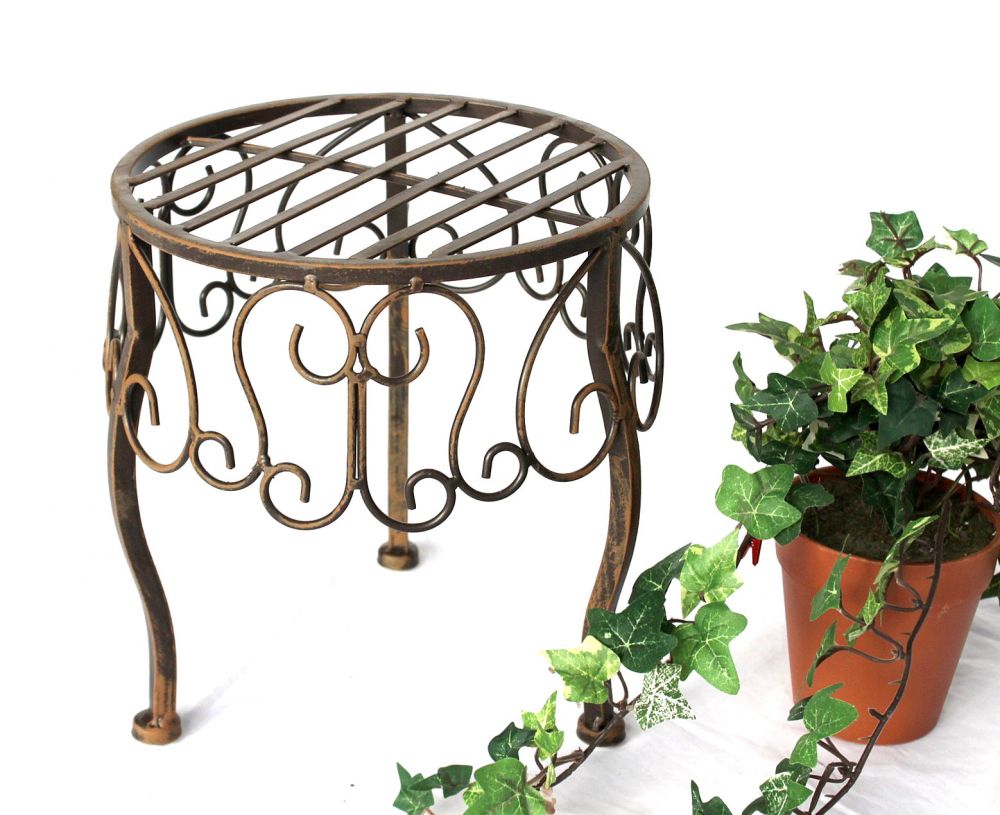 DanDiBo Flower Stool Metal Brown Round 25 cm Flower Stand 140129 S Side Table Plant Stand Small