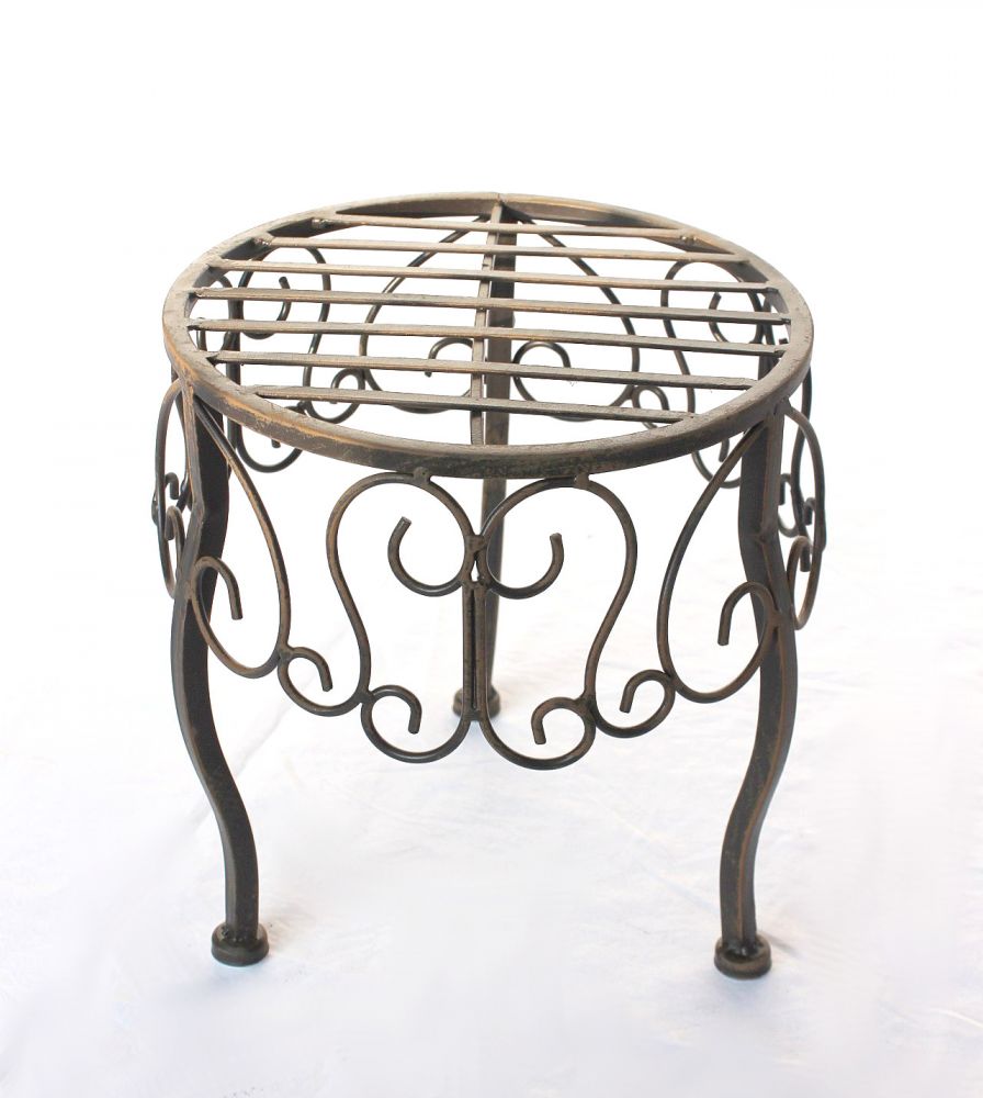 DanDiBo Flower Stool Metal Brown Round 25 cm Flower Stand 140129 S Side Table Plant Stand Small