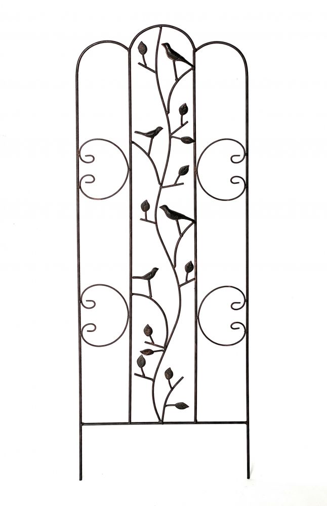 DanDiBo Rankhilfe Metall mit Vögel Blumengitter 110 cm Freistehend Rankgitter 1858 Steckzaun Kletterhilfe Zaun