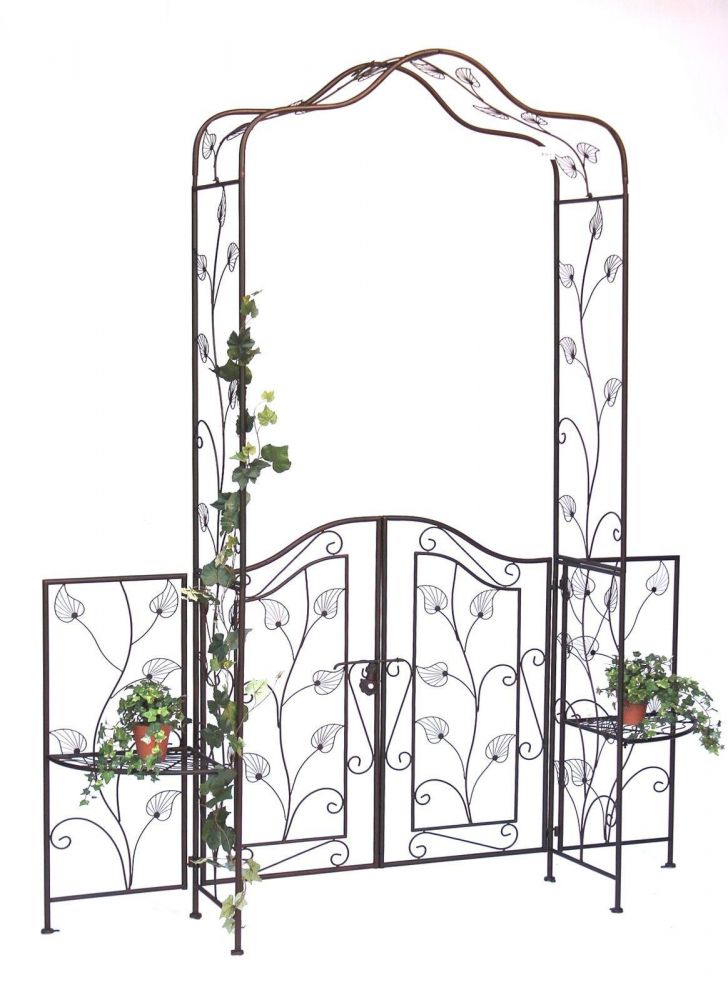 Rose arch with gate 101759 made from metal Garden gate 236x186cm Growth support