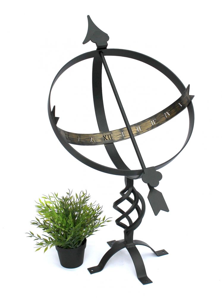 DanDiBo Sundial Garden Large Metal Black Wrought Iron Deco Weatherproof 70 cm Garden Clock Clock