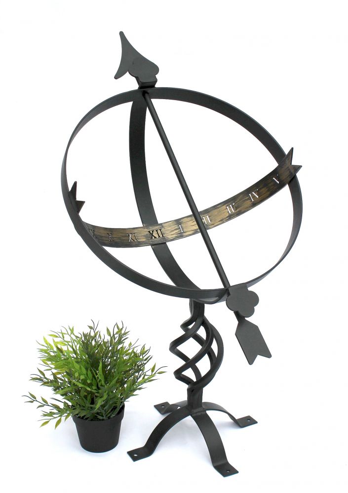 DanDiBo Sundial Garden Large Metal Black Wrought Iron Deco Weatherproof 70 cm Garden Clock Clock