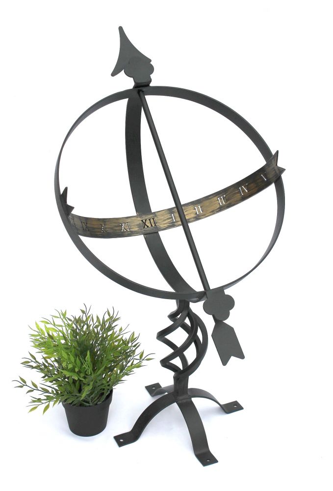 DanDiBo Sundial Garden Large Metal Black Wrought Iron Deco Weatherproof 70 cm Garden Clock Clock