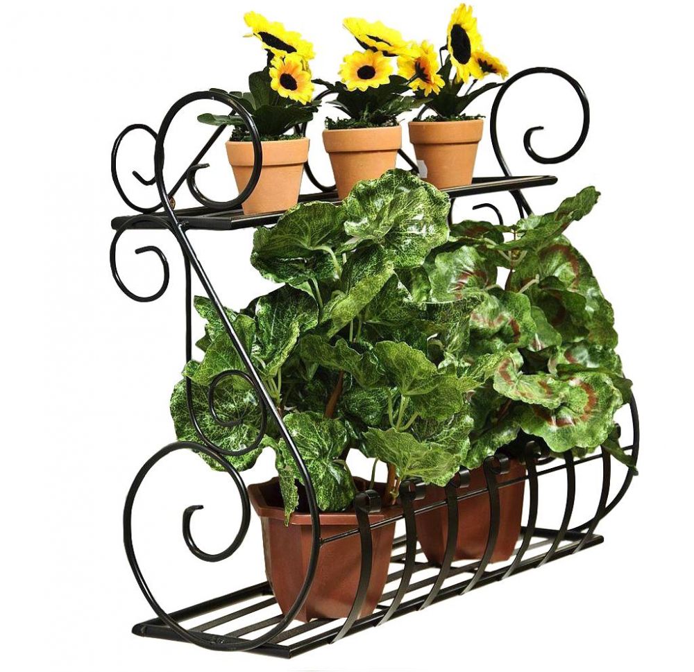 DanDiBo wall flower holder metal black 50 cm wall shelf Sebino flower stand flower shelf wall pot holder