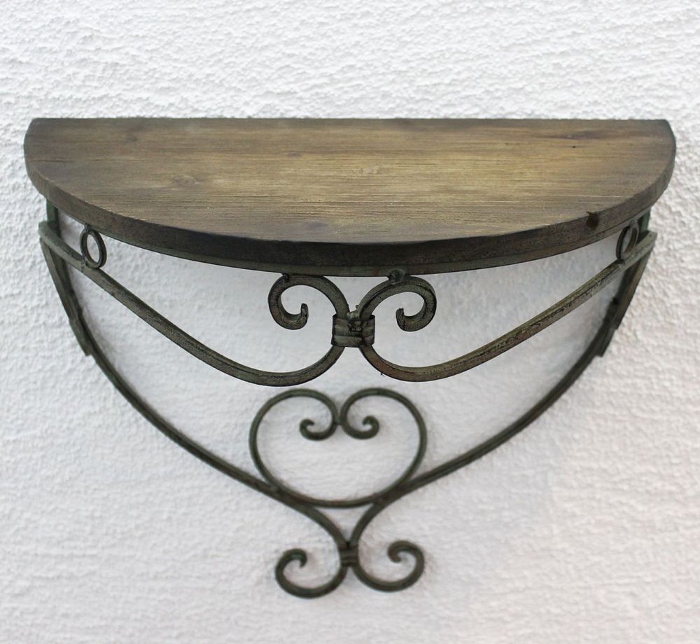 Wall shelf 12095 Wall bracket 40 cm "Malega" XL made of metal with wooden shelf Bathroom shelf