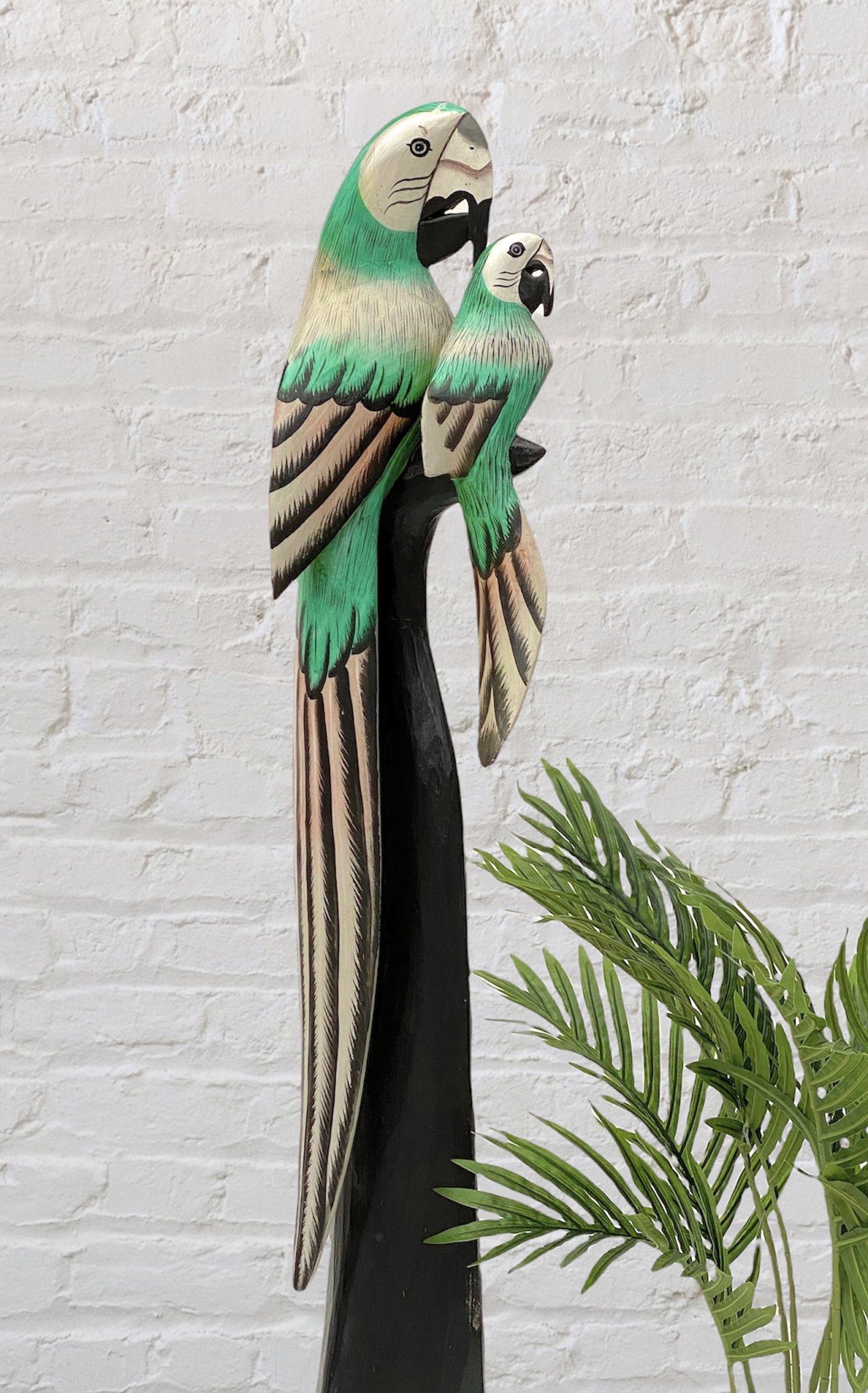 Holz Grün aus 98 cm eBay Figur 2er | Nr.34 Papagei Deko Holzvogel Skulptur Creme Vogel